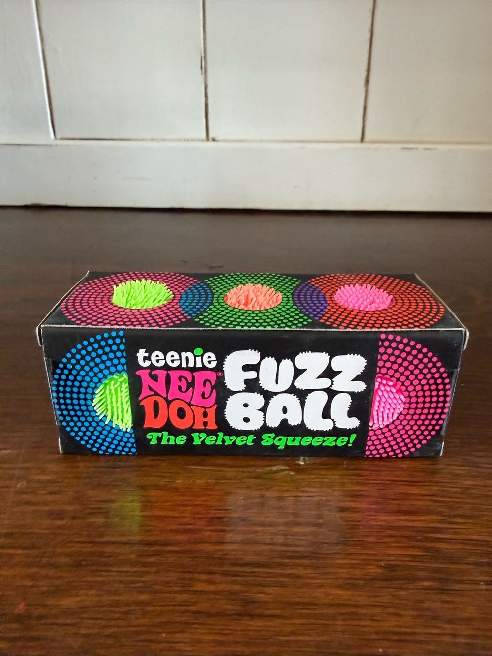 Teenie Nee Doh Fuzz Ball Plush Sensory Toy - Neon Green, Orange, Pink